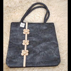 WORLD MARKET Asian Black Floral Satin, Lucky Knot